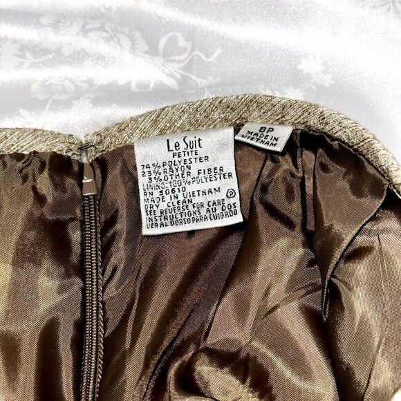 Le Suit 8P Champagne Beige 3-Piece Blazer Vest Skirt Set Quiet Luxury Career - Picture 11 of 12